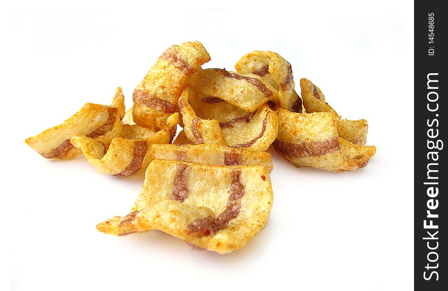 Potato chips isolated in white background