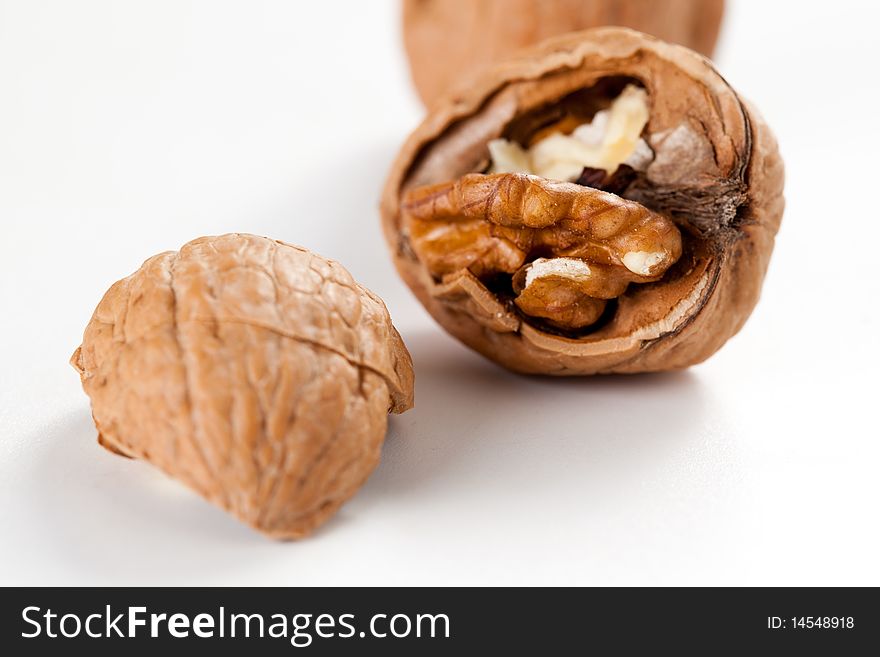 Delicious nut snack isolated over white background
