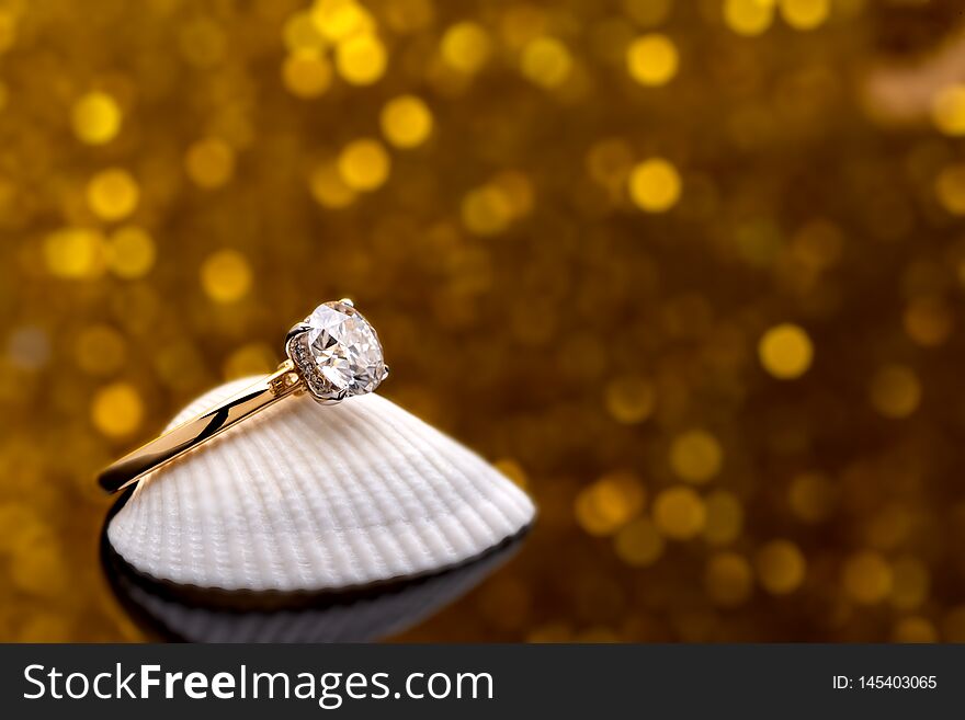 Precious engagement ring with diamond. Precious engagement ring with diamond