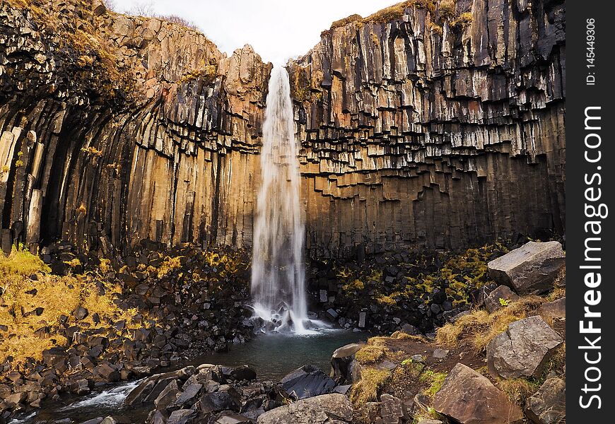 Svartifoss is one of the unique waterfalls in South-Iceland. It is situated in Skaftafell, which belongs to VatnajÃ¶kull National park. Skaftafell is a true oasis after driving through the vast black lava sand plains of SkeiÃ°arÃ¡rsandur glacial outwash. Svartifoss is one of the unique waterfalls in South-Iceland. It is situated in Skaftafell, which belongs to VatnajÃ¶kull National park. Skaftafell is a true oasis after driving through the vast black lava sand plains of SkeiÃ°arÃ¡rsandur glacial outwash.