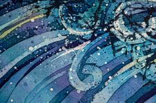 Free Waves, Curly, Turquoise, Hot Batik, Background Texture, Handmade On Silk Royalty Free Stock Photography - 145469517