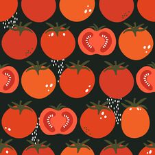 Fresh Tomatoes, Hand Drawn Colorful Seamless Pattern. Decorative Background With Vegetables Royalty Free Stock Image Fresh Tomatoes, Hand Drawn Colorful Seamless Pattern. Decorative Background With Vegetables Royalty Free Stock Image