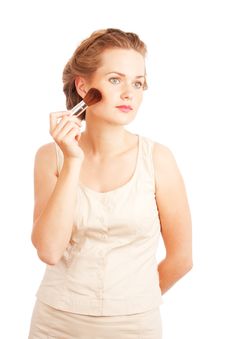 Girl With Powder Brush Stock Image Girl With Powder Brush Stock Image