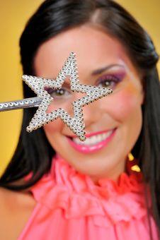 Beautiful Woman With Creative Make-up And The Star Stock Photography Beautiful Woman With Creative Make-up And The Star Stock Photography