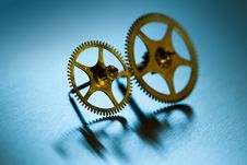 Two Gears On Cyan Stock Photos Two Gears On Cyan Stock Photos