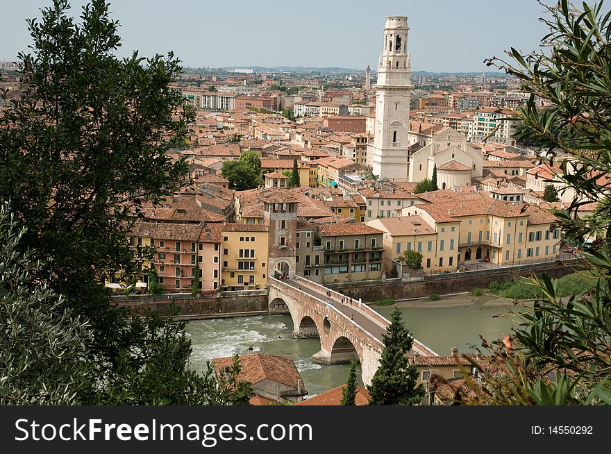 Looking down on the city of verona in italy. Looking down on the city of verona in italy