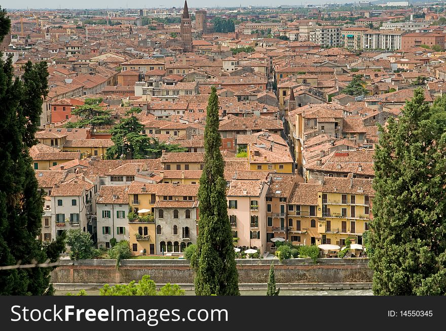 Looking down on the city of verona in italy. Looking down on the city of verona in italy