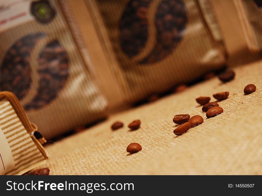Coffee Beans On A Sacking