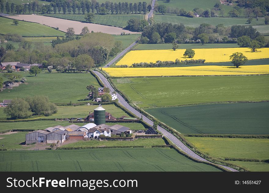 Farmland in mid-Wales, crops, grazing and rape seed. Farmland in mid-Wales, crops, grazing and rape seed