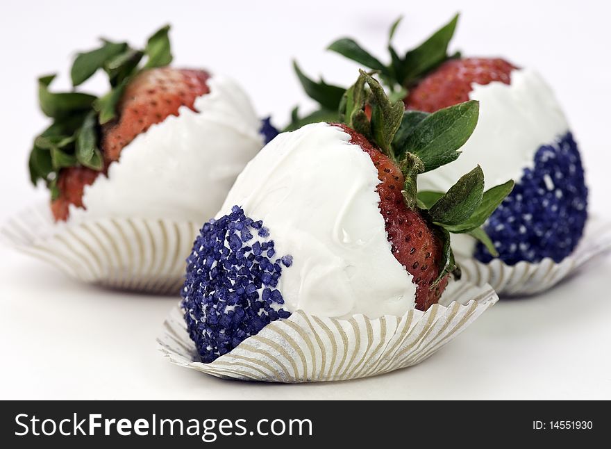 Red white and blue strawberries. Red white and blue strawberries