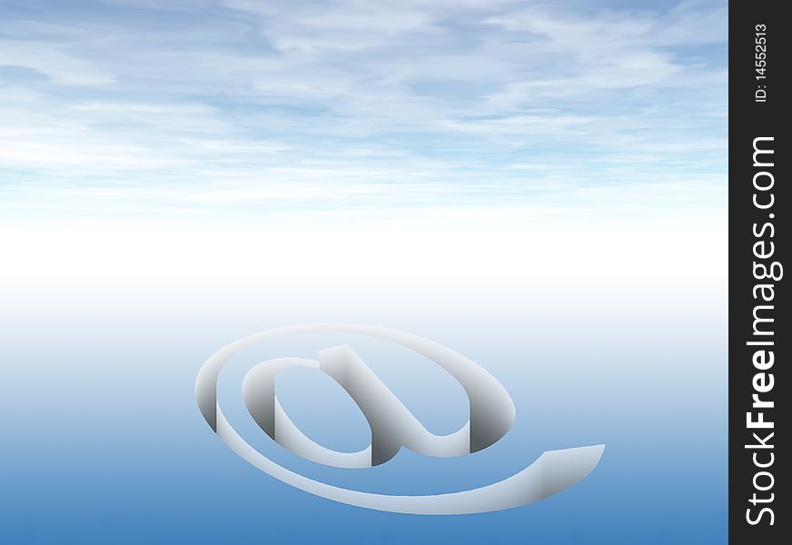 Symbol of email  background against blue sky and clouds. Symbol of email  background against blue sky and clouds