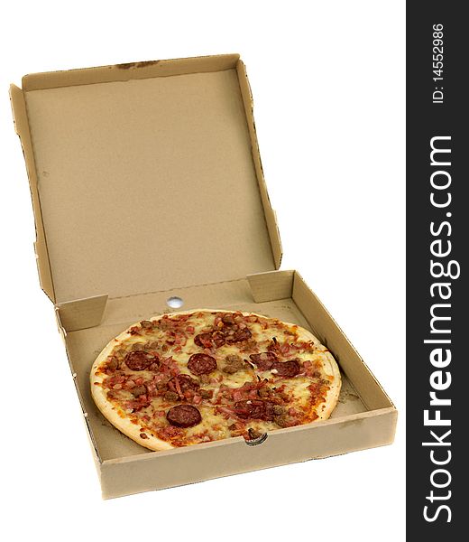 Fresh pizza isolated against a white background. Fresh pizza isolated against a white background