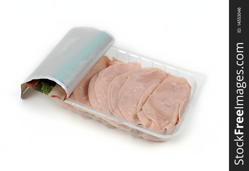 Sliced sandwich ham on a kitchen bench