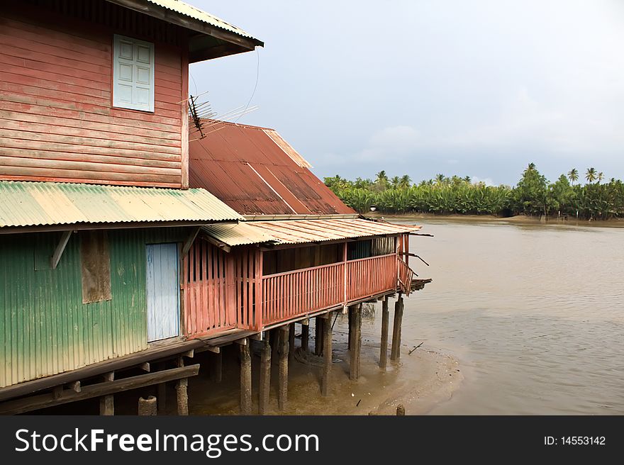 Vintage old house near the river,thailand