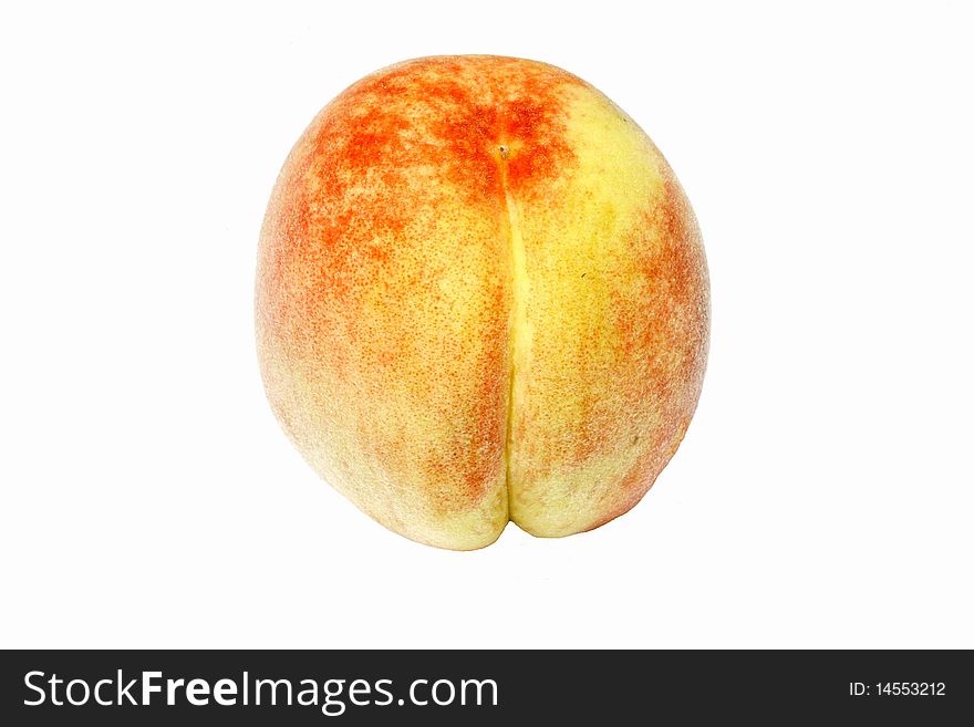 One sweet organic peach isolated on white background. One sweet organic peach isolated on white background.