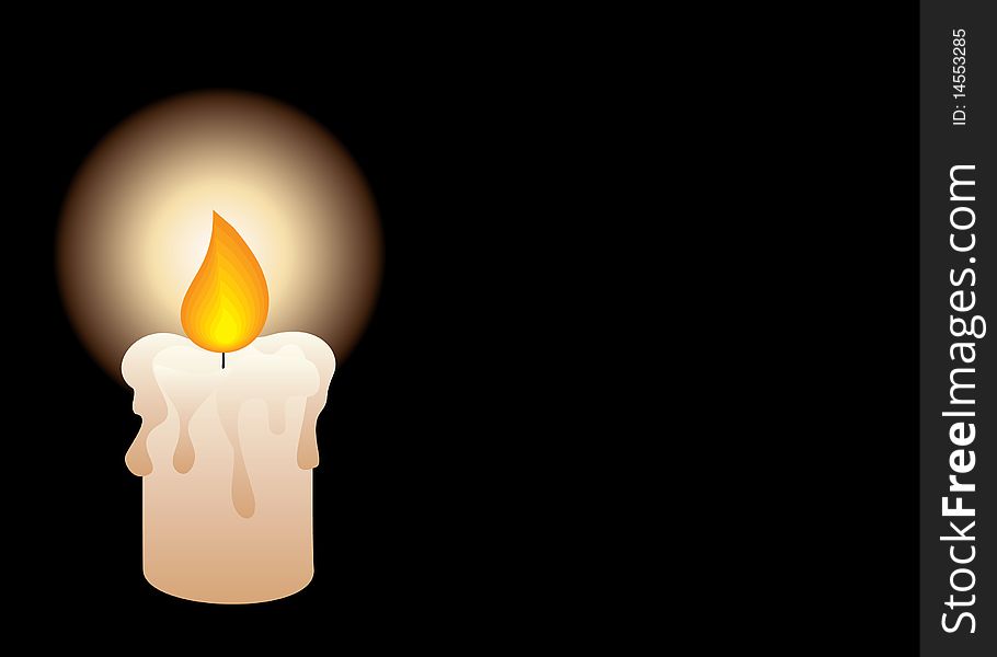 Closeup of burning candle on dark background. Closeup of burning candle on dark background.