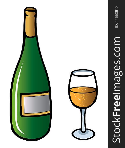 Cartoon vector illustration of a champagne glass
