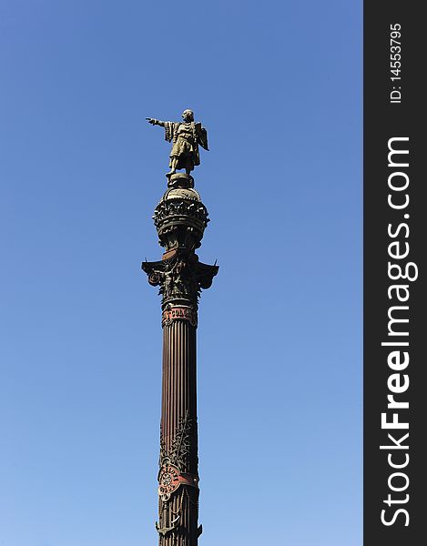 Columbus Column on a sunny day, Barcelona Spain. Columbus Column on a sunny day, Barcelona Spain