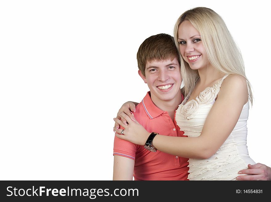 Portrait of boy and girl on a white background. Portrait of boy and girl on a white background