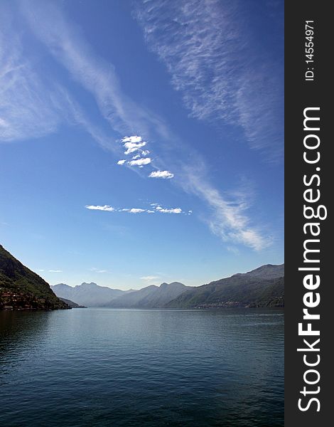 View of mountains and Lake Como in Italy