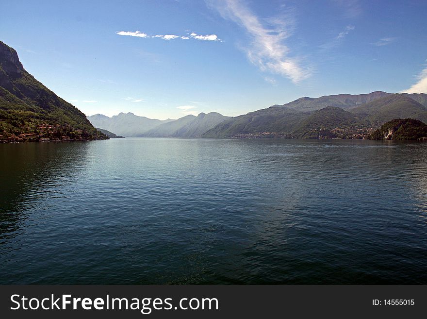 View of mountains and Lake Como in Italy