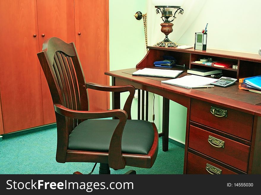 Office interior with table,arm-chair. Office interior with table,arm-chair.