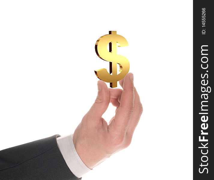 Businessman s  hand with usd gold symbol