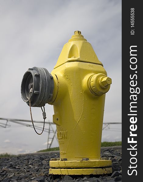 Close-up of a yellow fire hydrant