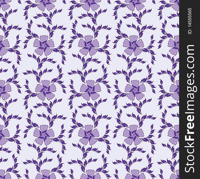 Beauty artistic decorated purple seamless floral pattern. Beauty artistic decorated purple seamless floral pattern