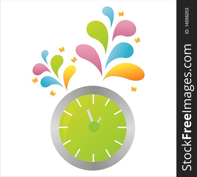 Colorful clock background with splash