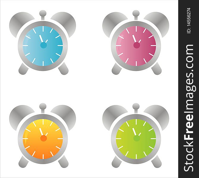 Set of 4 colorful clock icons. Set of 4 colorful clock icons