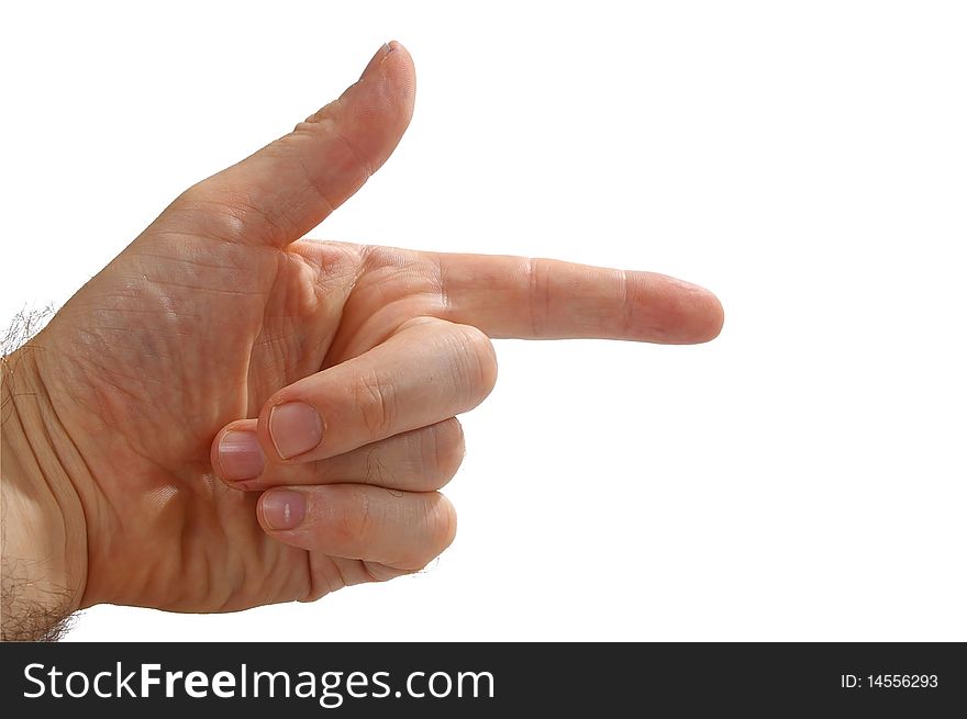 Isolated over white human male  hand concept. Isolated over white human male  hand concept