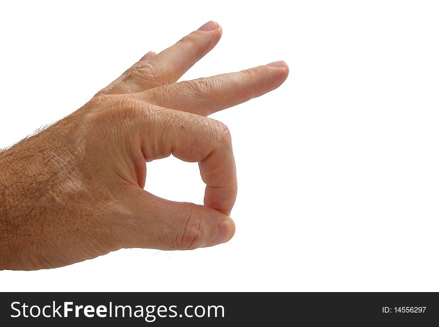 Isolated over white human male hand concept