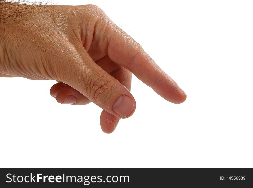 Isolated over white human male hand concept