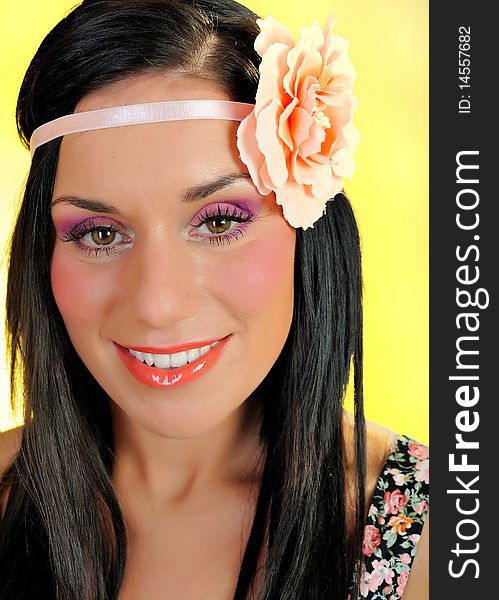 Summer Woman Face With Creative Eye Make-up