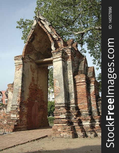 Historic buildings in historical Park Ayutthaya Thailand.