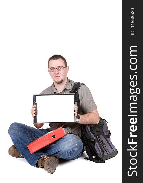 Young adult student over white background