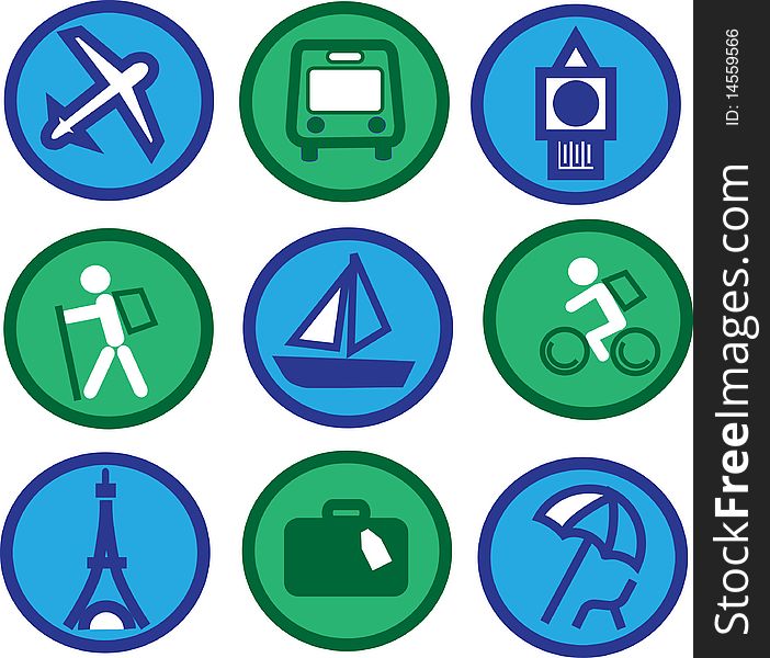 Traveling and tourism icon set. Traveling and tourism icon set