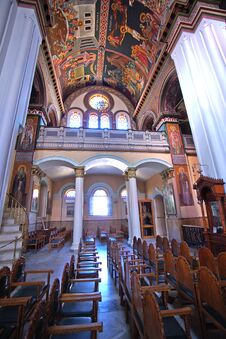 Heraklion, Greece, September 25 2018, Interior View Of Saint Minas Cathedral In The Historic Center Stock Photography