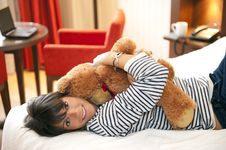 Woman With Teddy Bear Royalty Free Stock Image Woman With Teddy Bear Royalty Free Stock Image