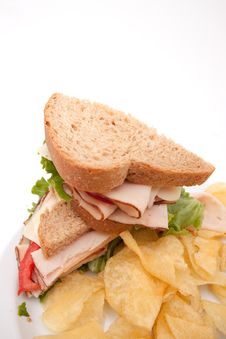 Turkey Sandwich With Potato Chips Royalty Free Stock Photos Turkey Sandwich With Potato Chips Royalty Free Stock Photos