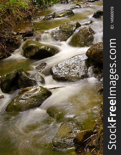 Rocky mountain stream, a waterfall. Rocky mountain stream, a waterfall.