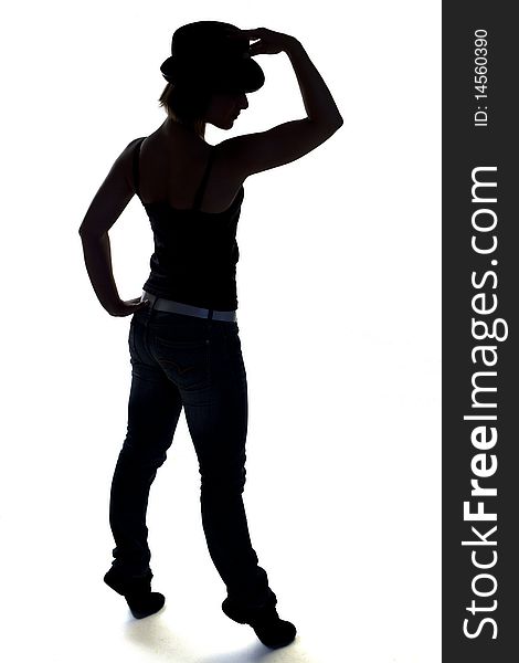 Silhouette of dancer on a white background. Silhouette of dancer on a white background