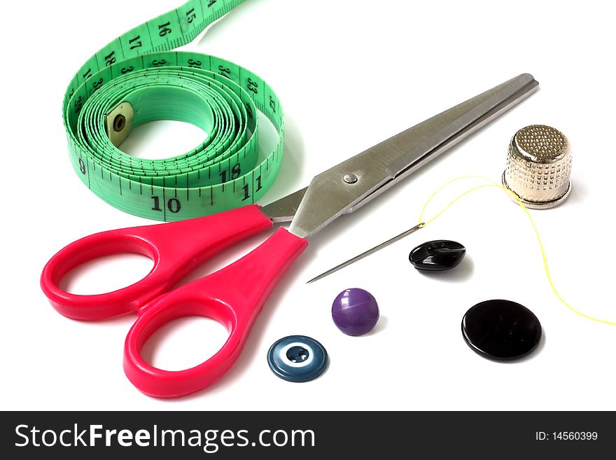The complete set for sewing on a white background