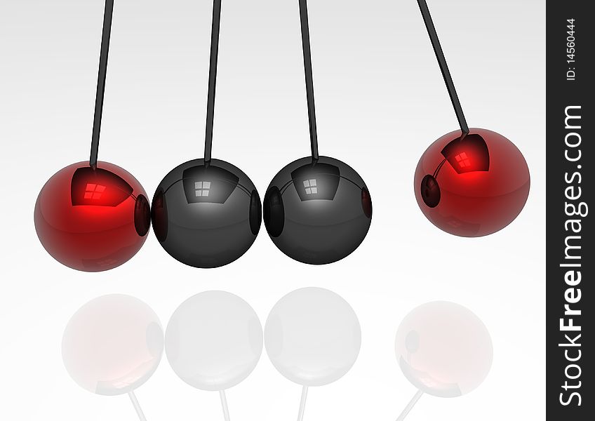 Pendulums in black and red