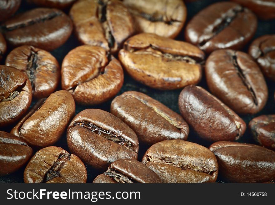 Close up with coffee beans