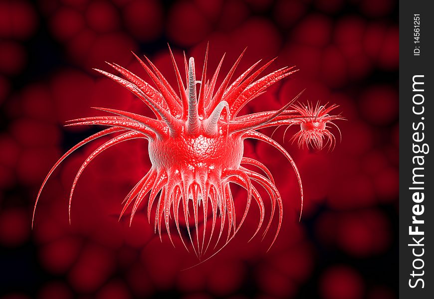 Digital illustration of virus in 3d on digital background