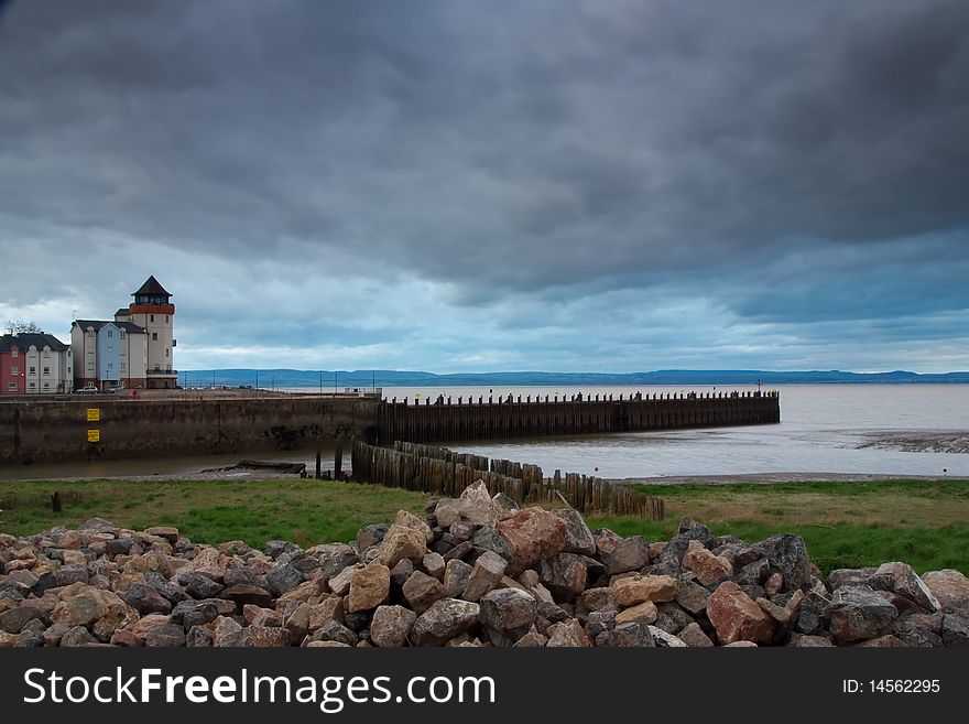 A storm gathers over the Bristol Channel, off the coast of Portishead, England. A storm gathers over the Bristol Channel, off the coast of Portishead, England.