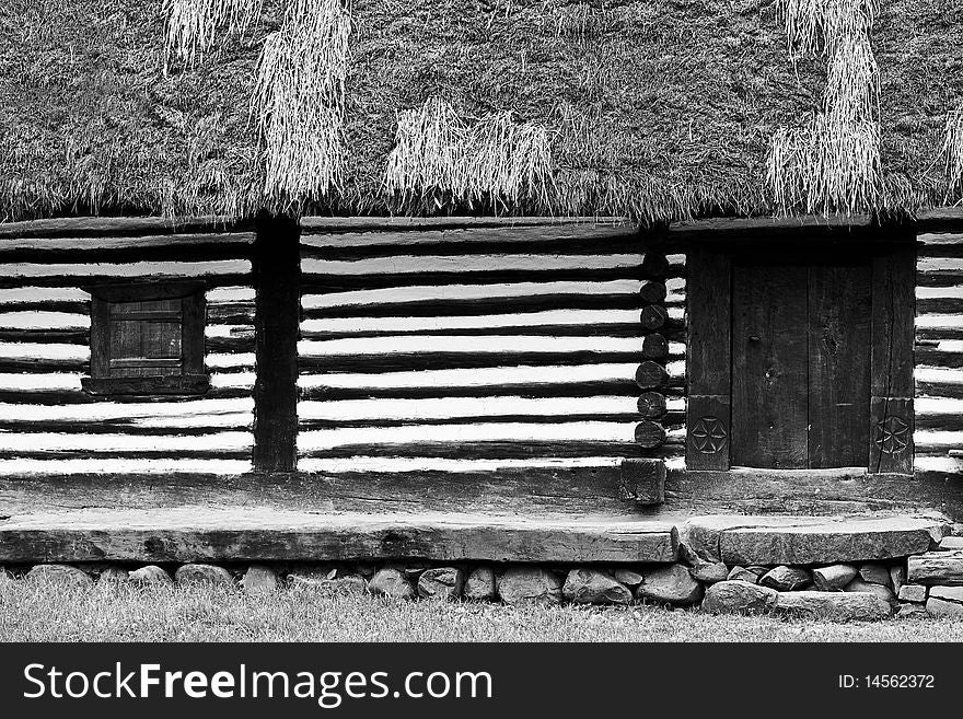 Black and white european traditional house. Black and white european traditional house
