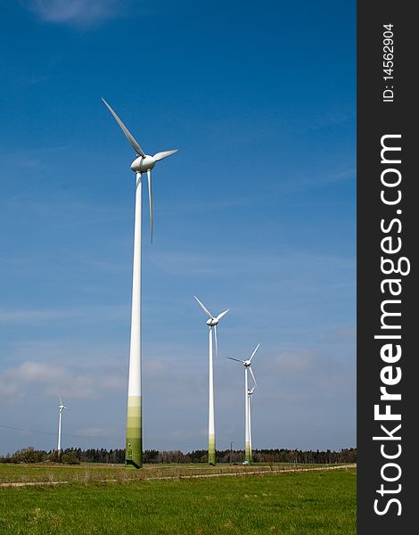 Stark White Electrical Power Generating Wind Turbines